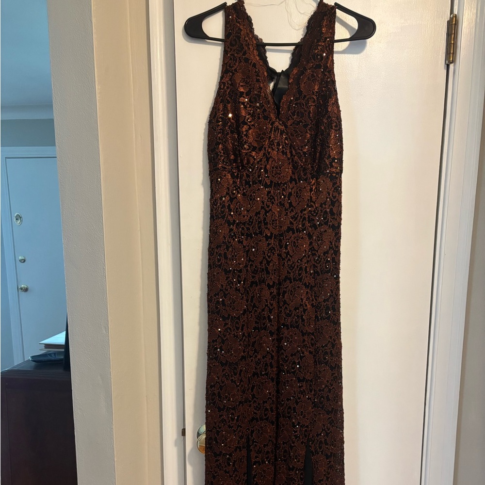 Elegant Brown Sequin Gown